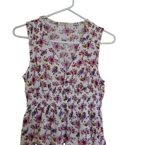 Rewind Pink and Purple Floral Button-Front TOP